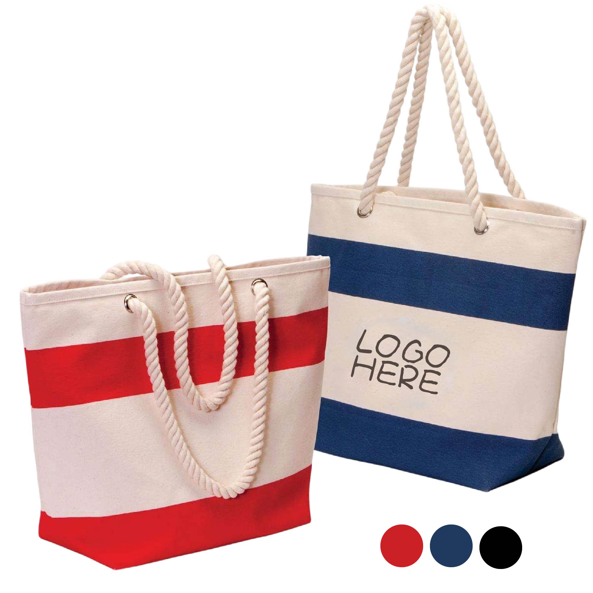 Cotton Resort Tote Bag with Rope Handle, custom tote bag with logo imprint 2