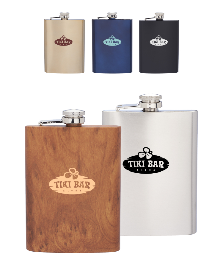 Union Printed - 8 oz. Verano Stainless Steel Hip Flask 1