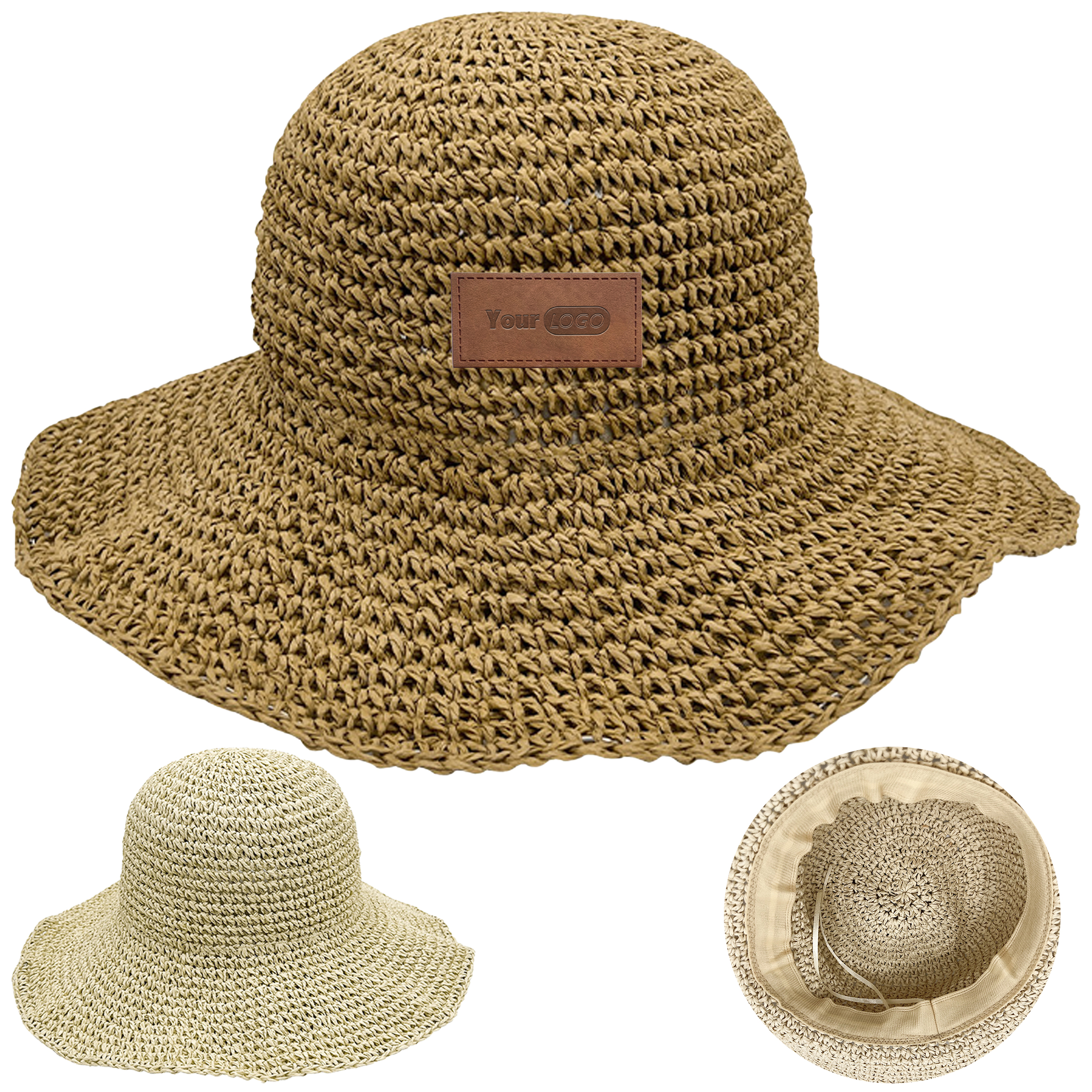 Straw Foldable Large Edge Sunshade Beach Hat 4