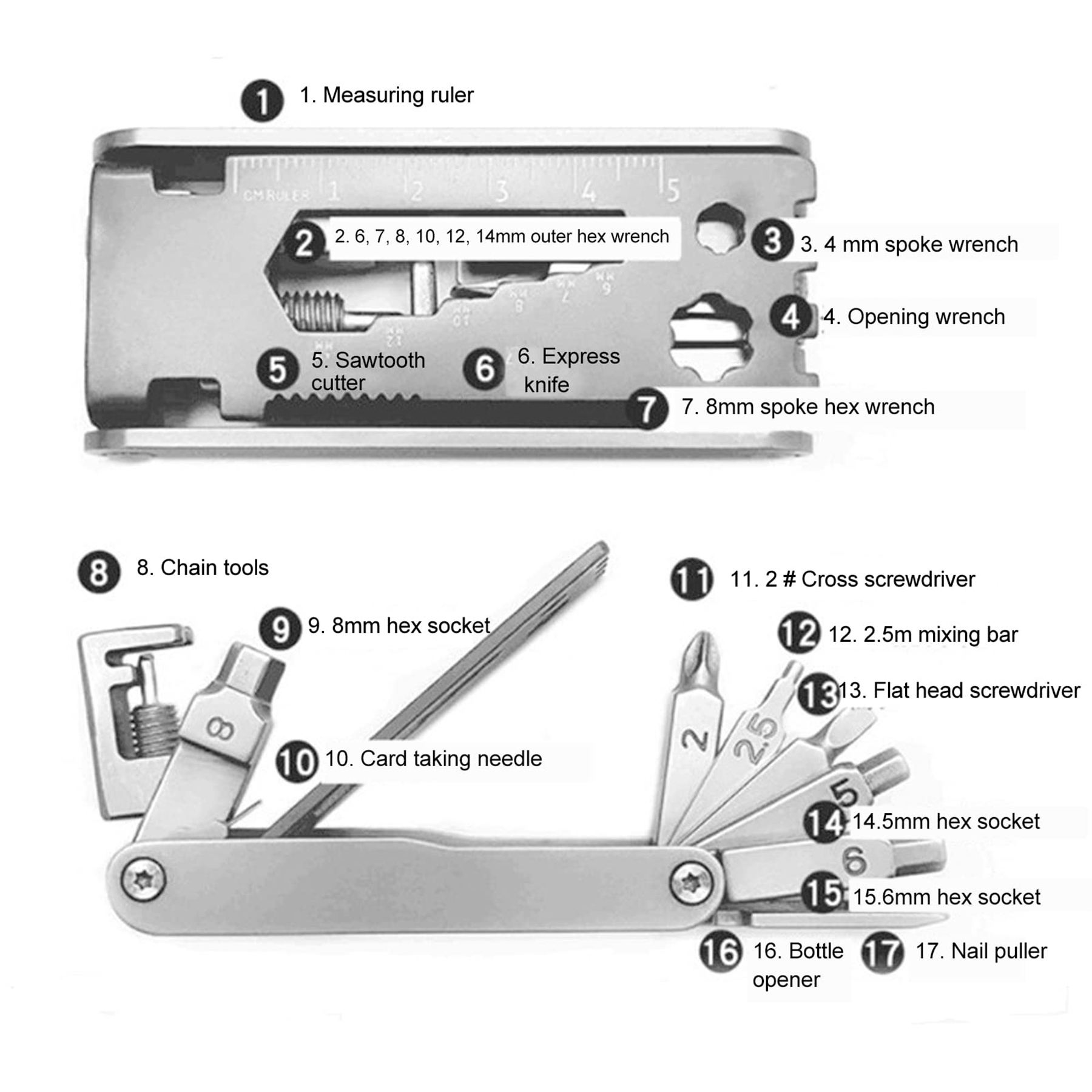 Stainless steel multi-functional bicycle repair tool 2
