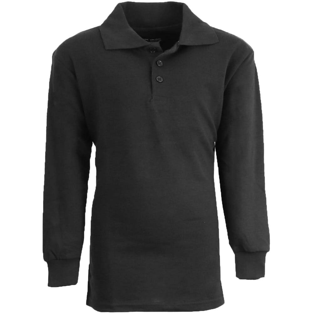 Boys' Uniform Polo Shirts - Sizes 4 - 7 Black Long Sleeve 2