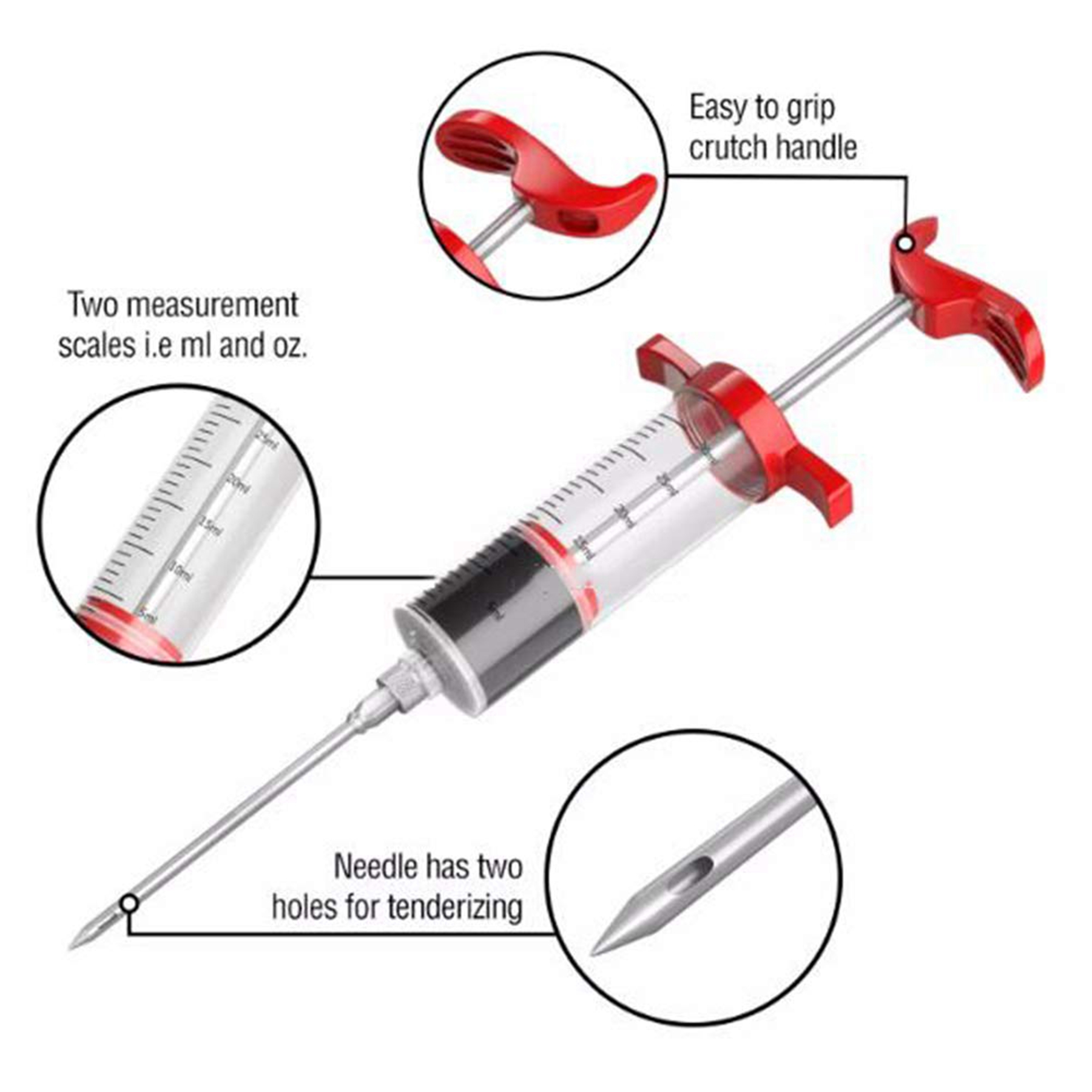 Plastic Marinade Injector Syringe with Screw-on Meat Needle for BBQ Grill 3