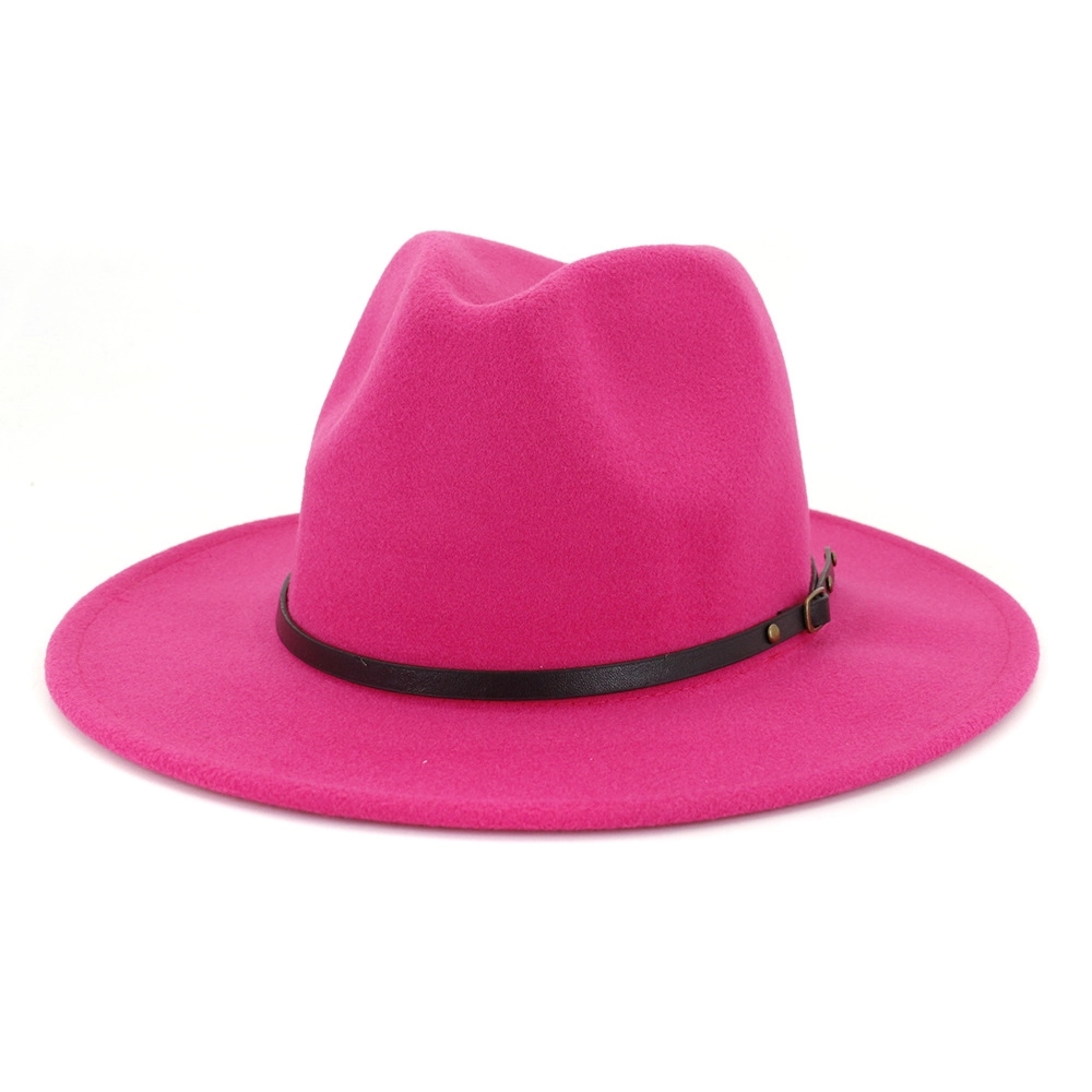 Womens Classic Wide Brim Wool Fedora Hat 10