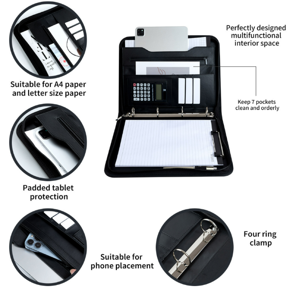 Portable Business Multifunction A4 PU Leather Briefcases 5