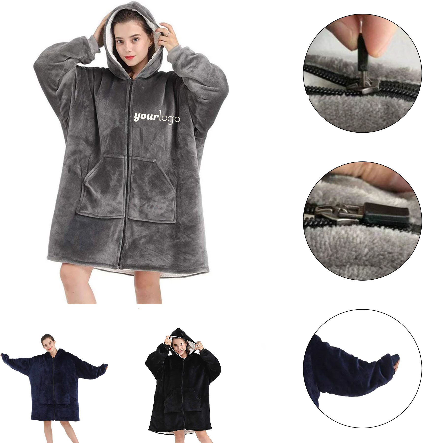 Zipper Blanket Hoodie 1