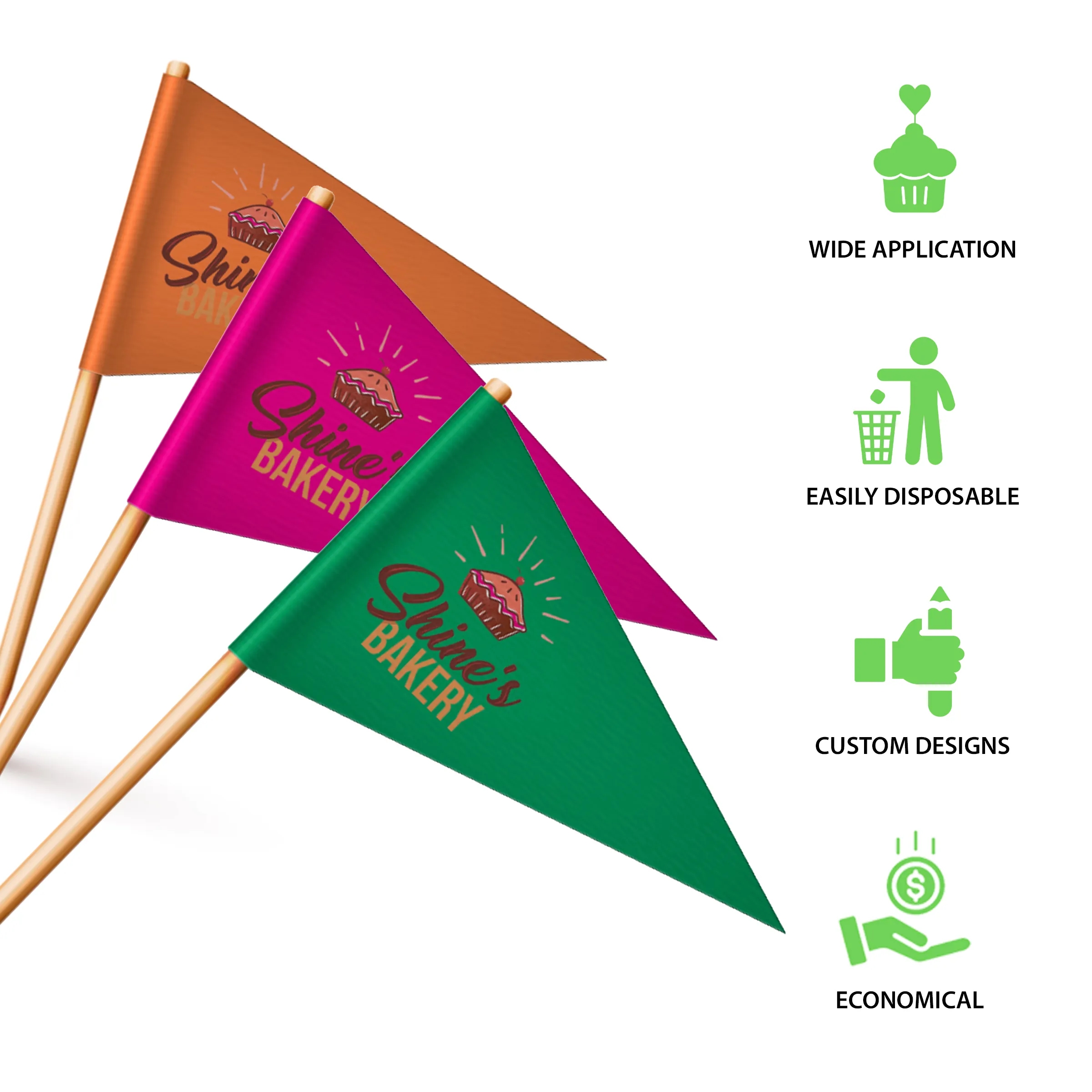 Custom Paper Toothpick Flags - Style B Flag Size 1.5" x 2.5" 4