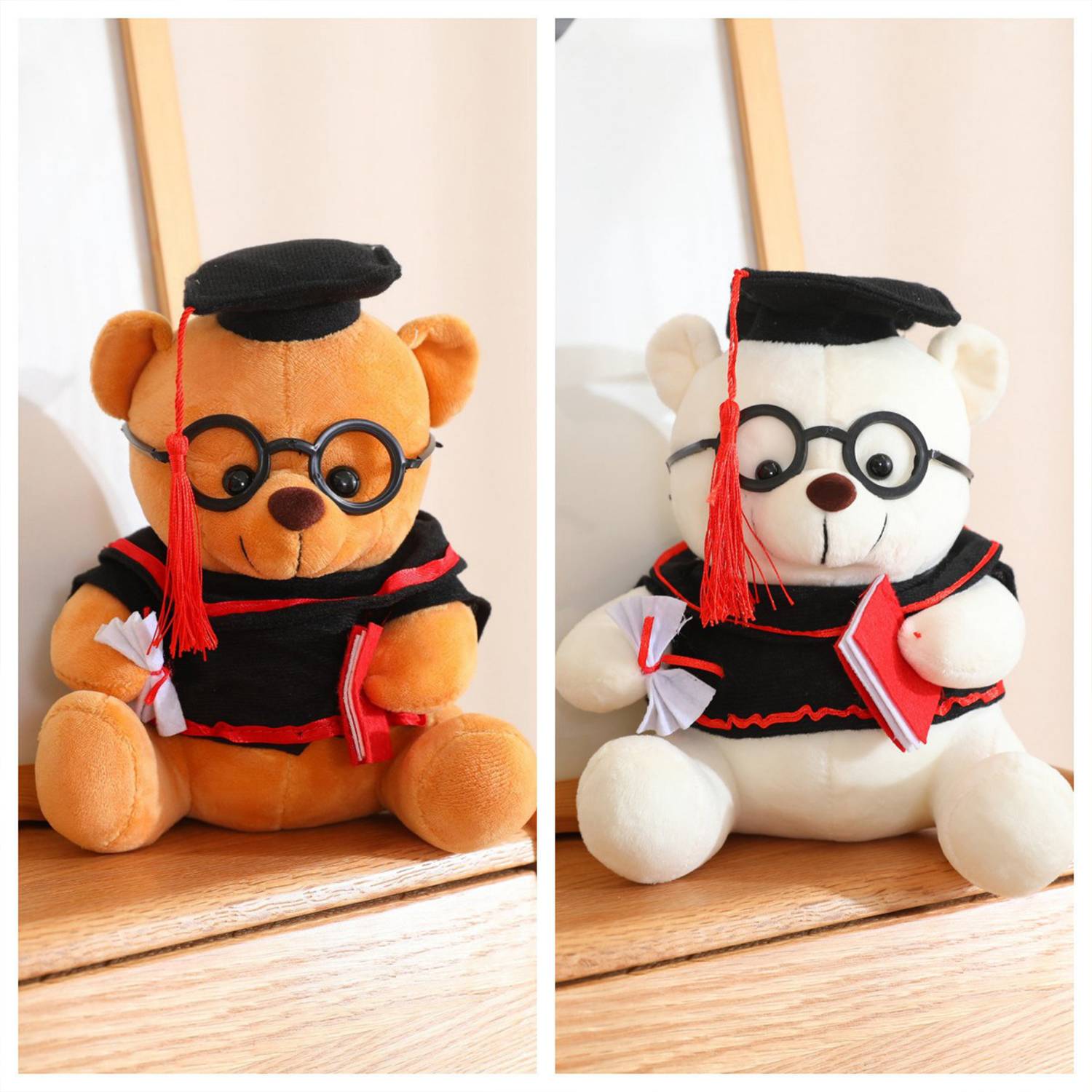 8.5" Short Plush Bear With Graduation Cap & Gown 6