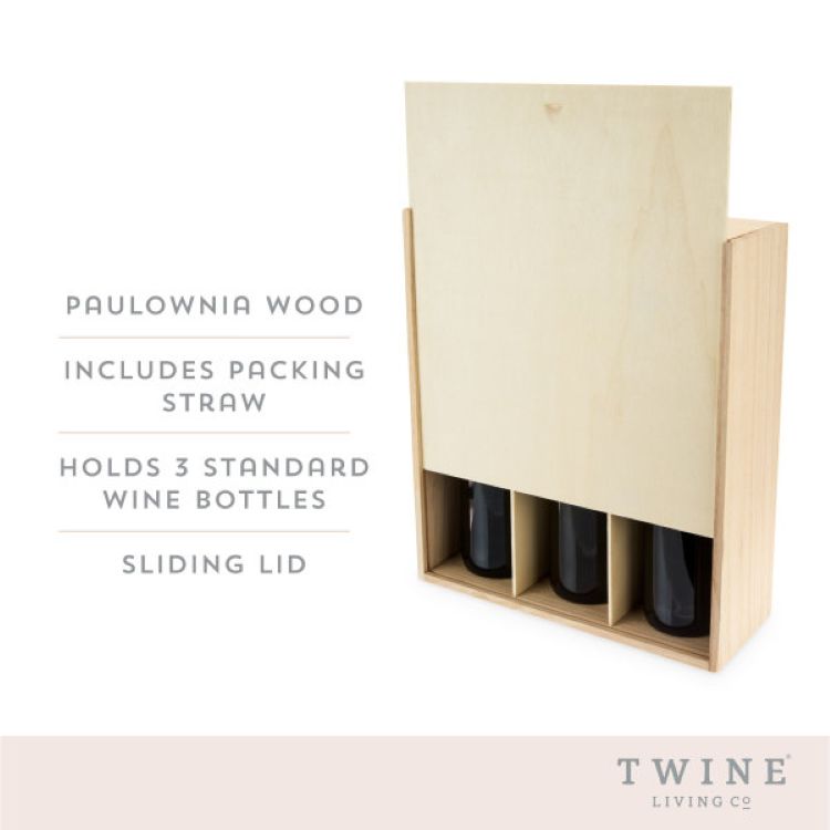 Twine Living® 3-Bottle Wood Wine Box 4