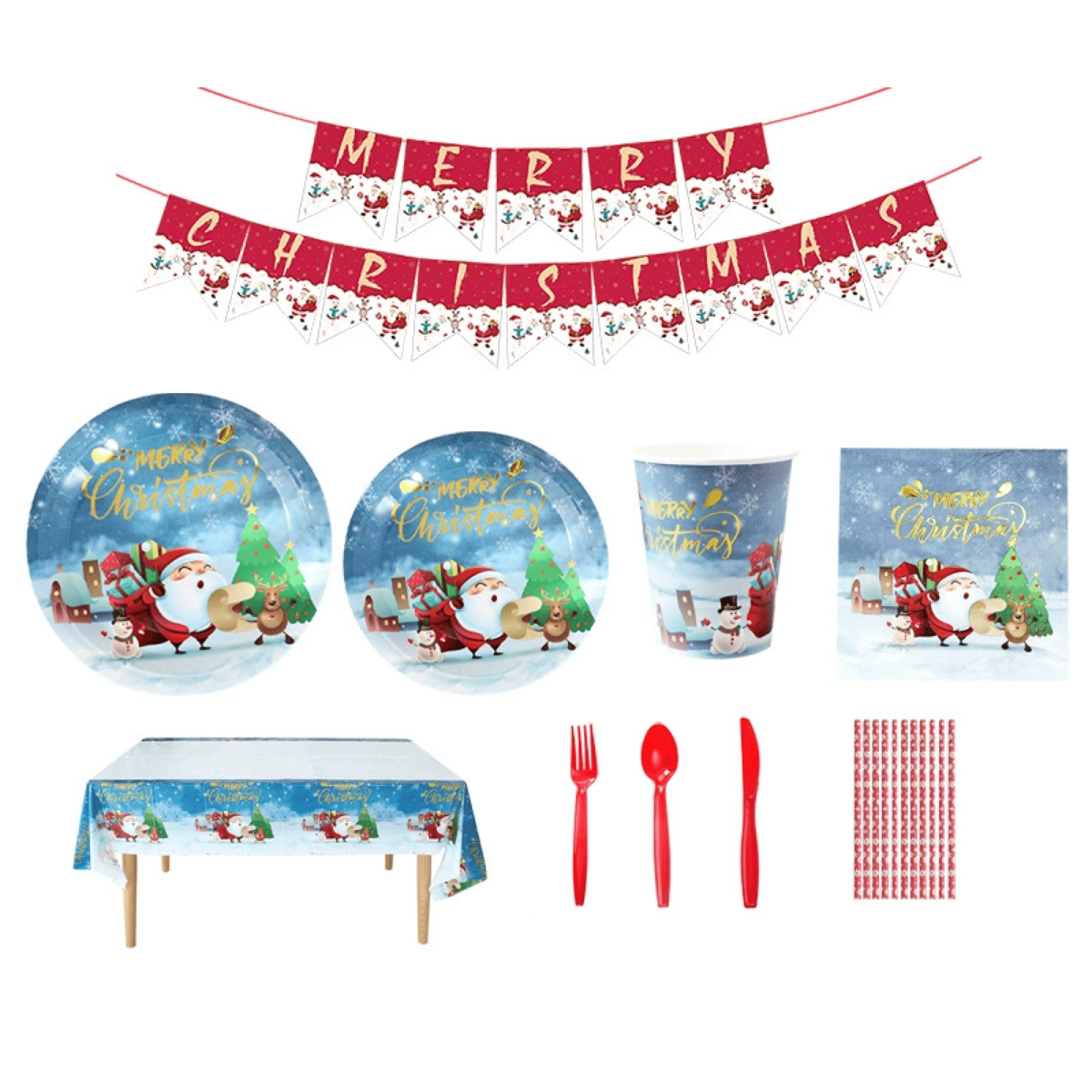Christmas Disposable Dinnerware Party Kit 4