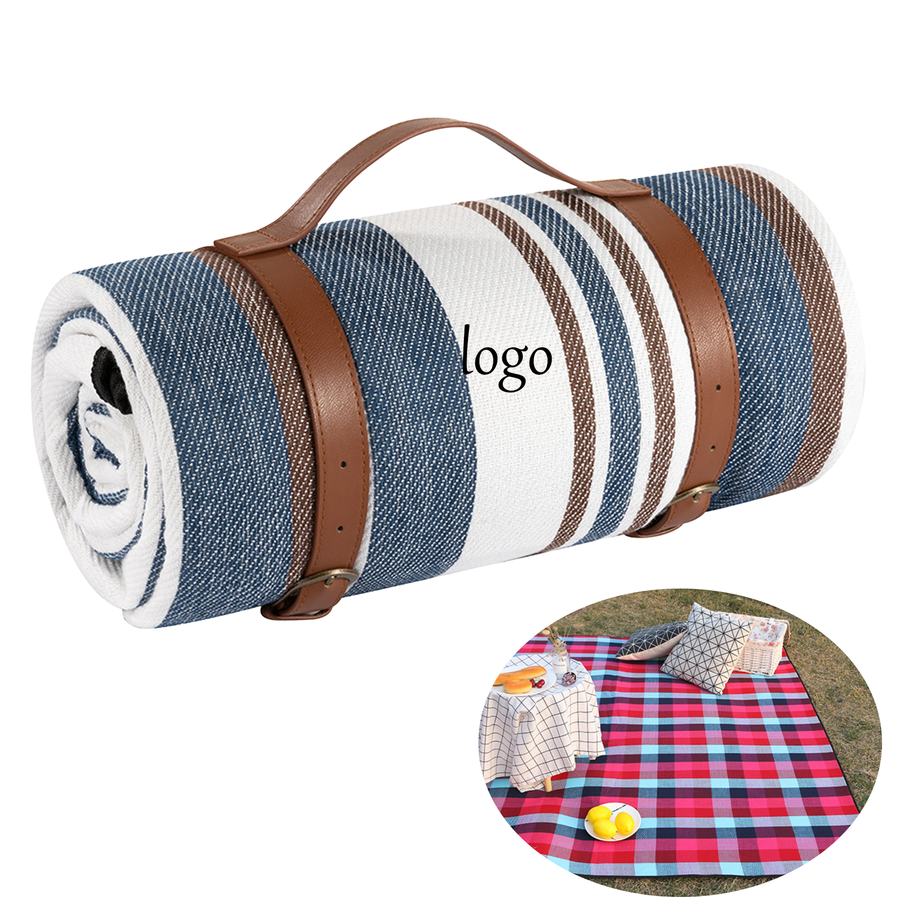 Picnic Blanket with Leather Straps 2