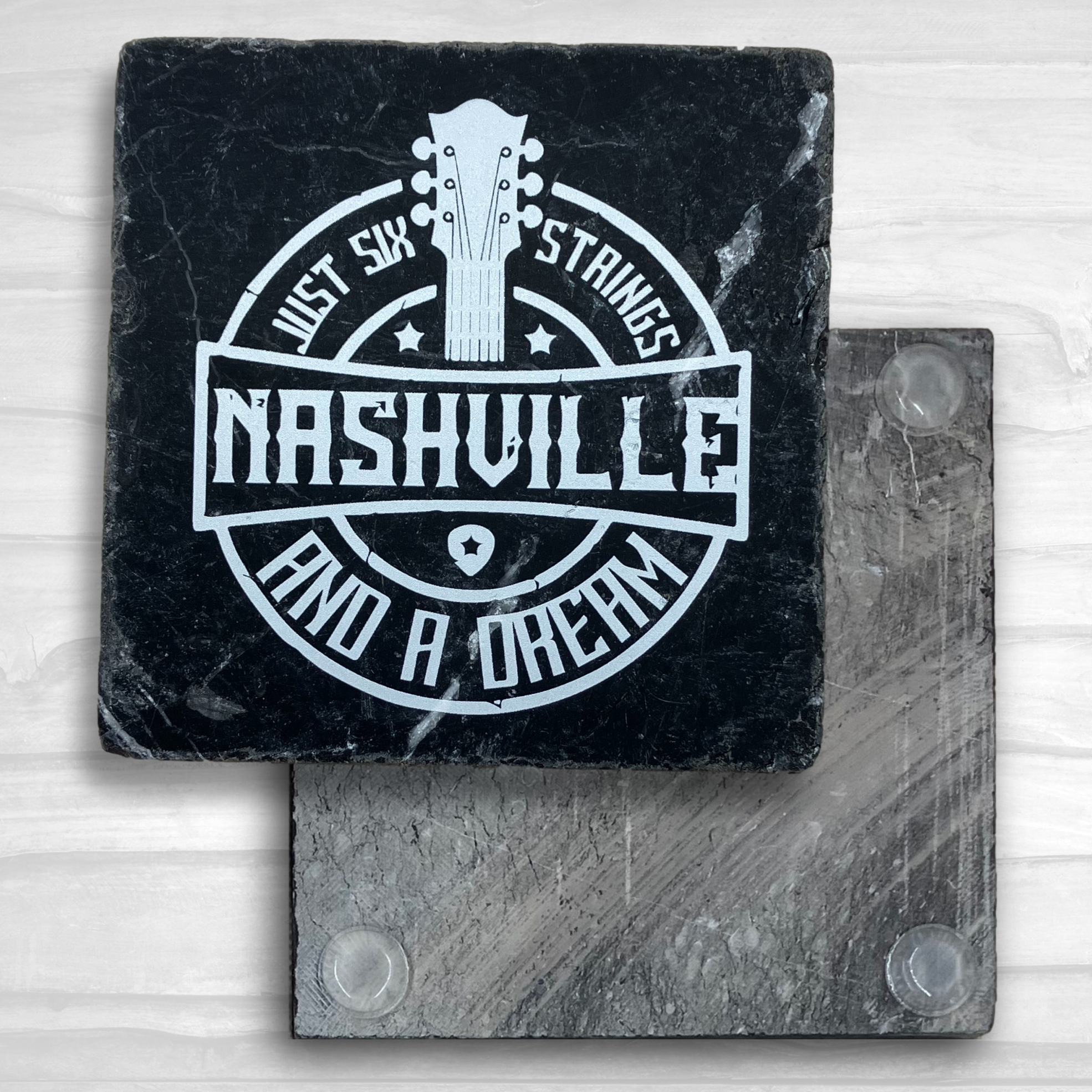 Square Coaster Black Tumbled Marble 5