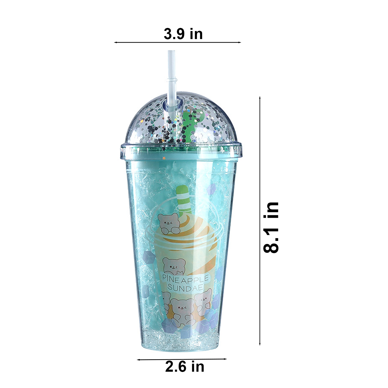 15oz LED Light Up Double Layer Plastic Straw Cup 7