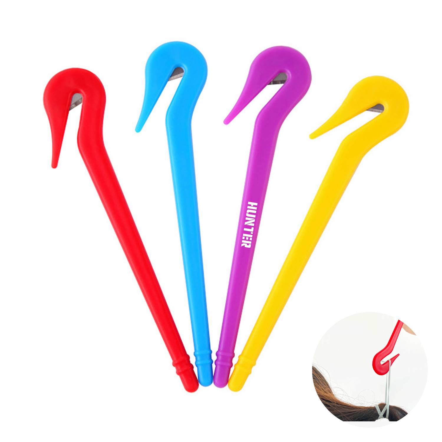 Disposable rubber band hair remover with blade 2