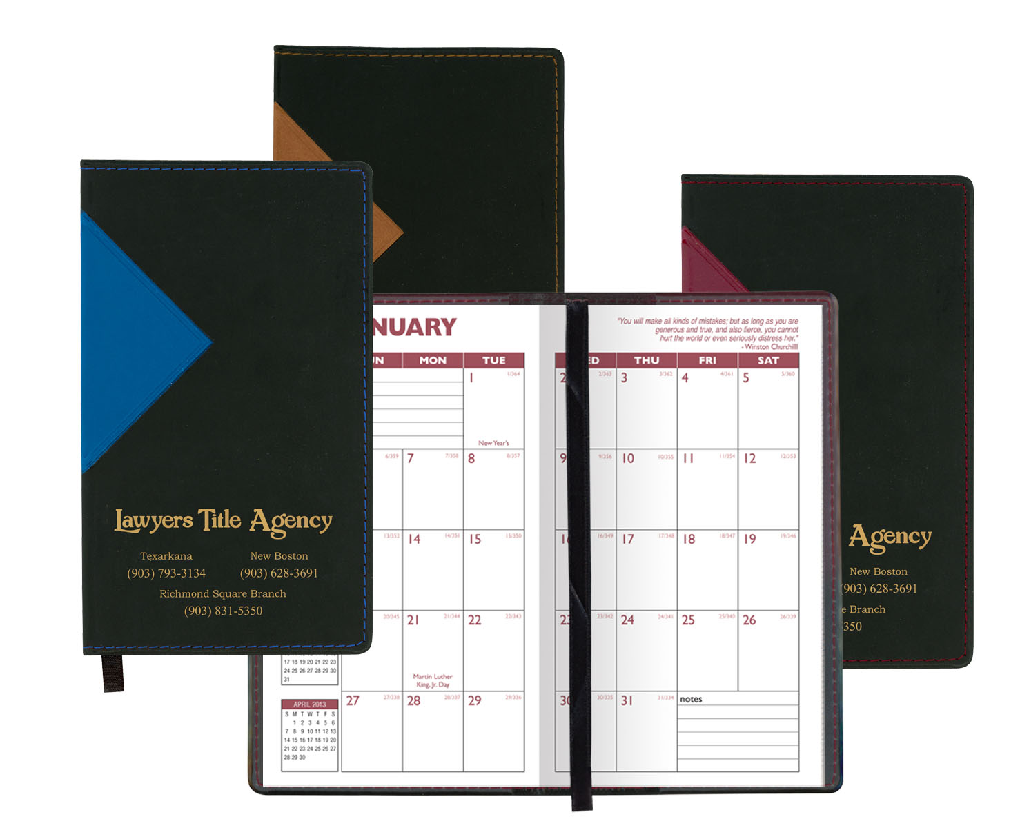 Keystone Series Soft Cover 2 Tone Vinyl Monthly Planner / 2 Color 1