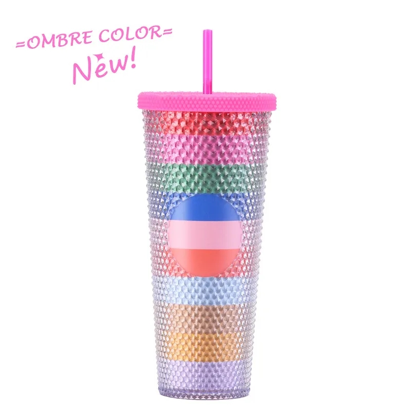 Textured Studded Cup with lid And Straw 24Oz 1