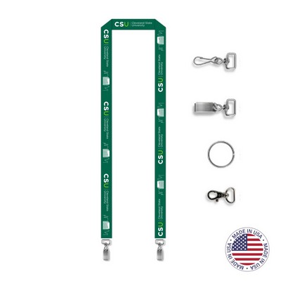 USA Made Full Color Digitally Sublimated Lanyard with Double Cip - Horizontal - 5/8" 1