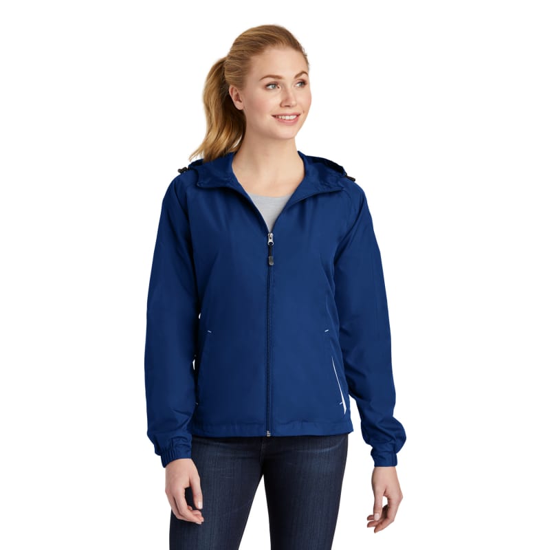 Sport-Tek Women's Colorblock Hooded Raglan Jacket. 11