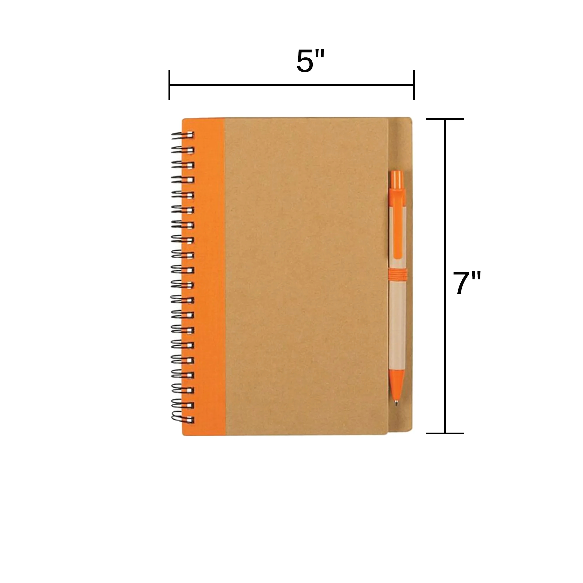 5" x 7" Soft Cover Kraft Spiral Notebook With Pen In Holder 4