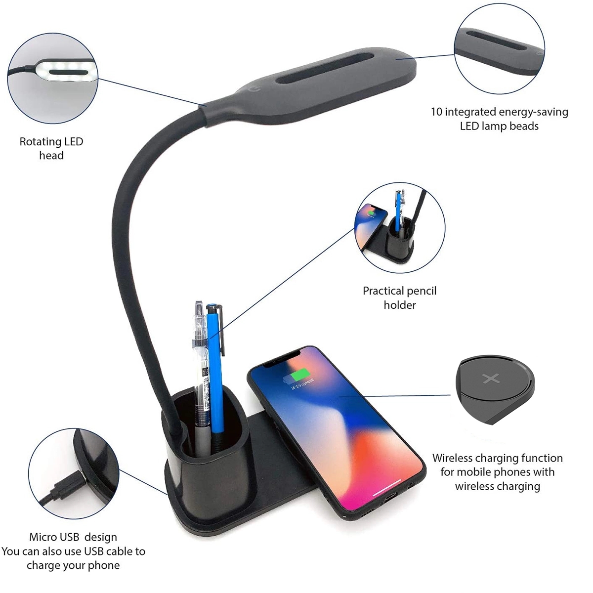 Led Desk Lamp With Wireless Charger 4