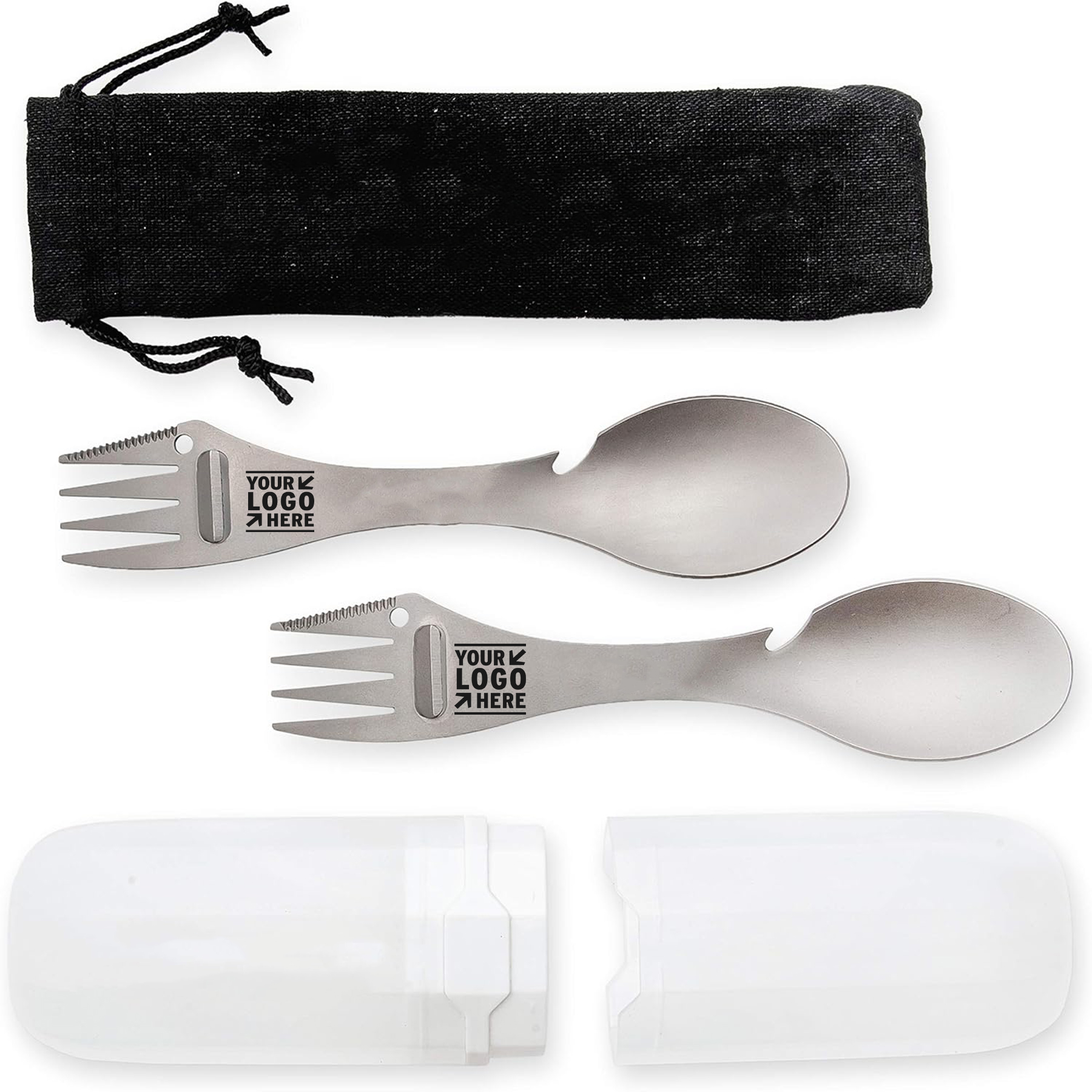 Camping Outdoors Ultra Lightweight Spork Knife Peeler Bottle Opener Strong 5 in 1 Utensil Set 2