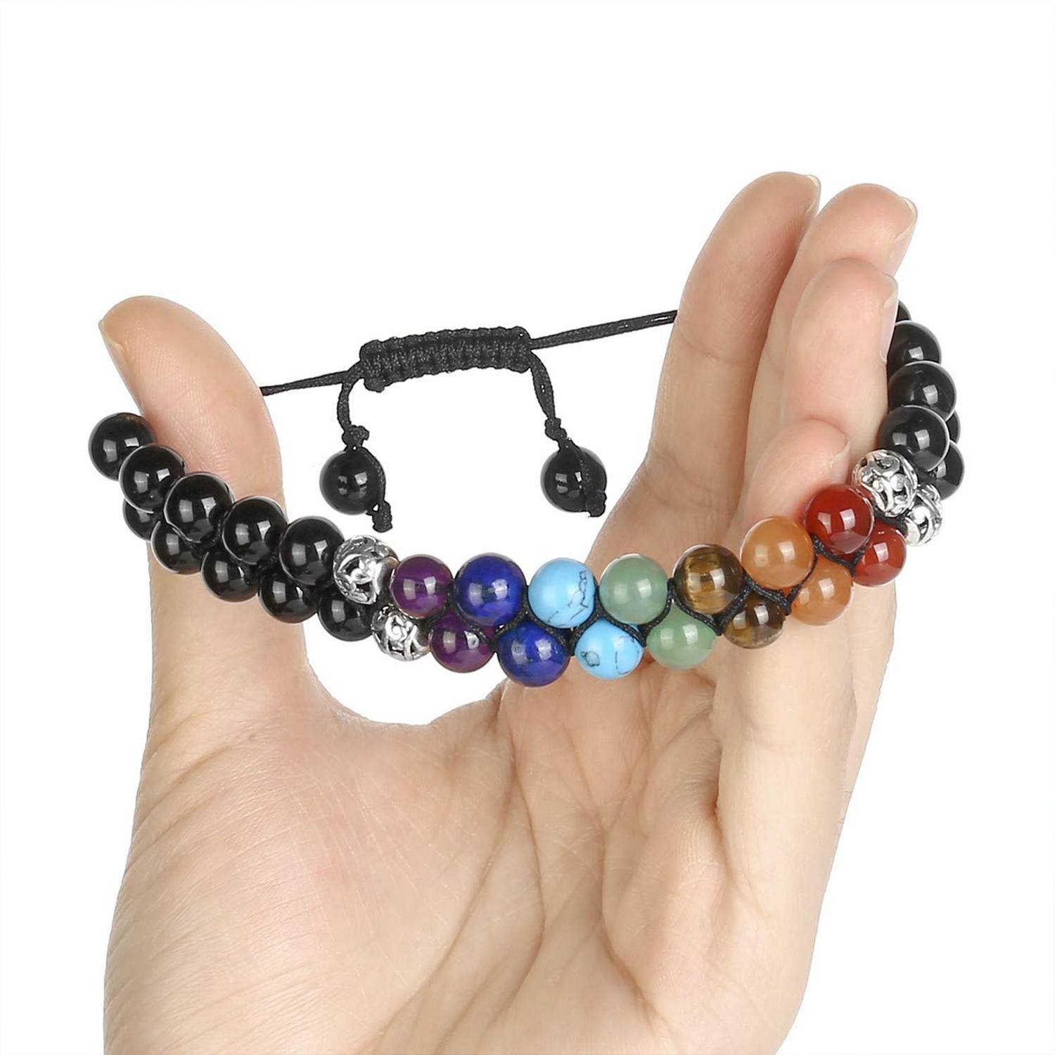 Adjustable natural volcanic stone hand woven bracelet 3