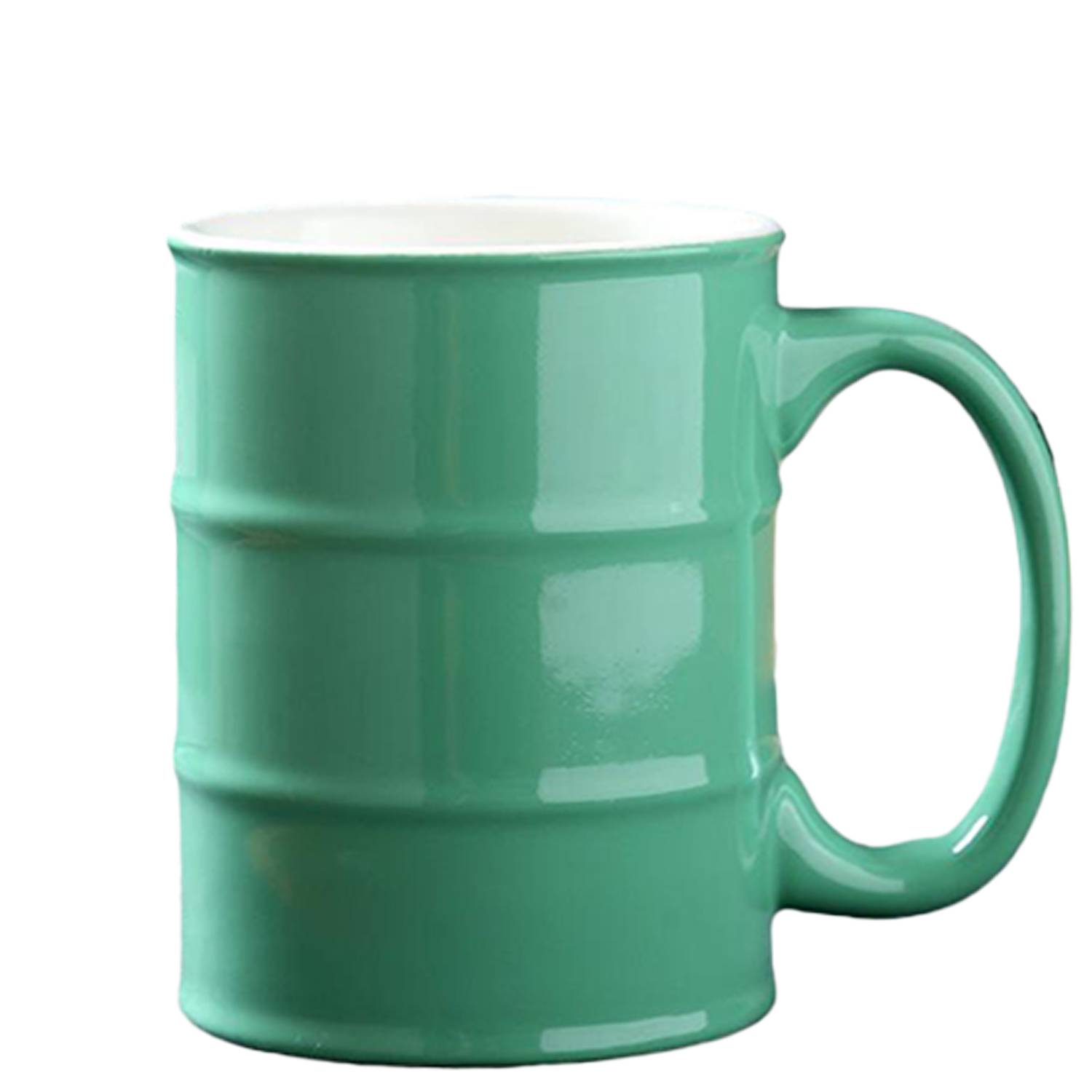 15oz C Handle Oil Barrel Shape Ceramic Mug 3