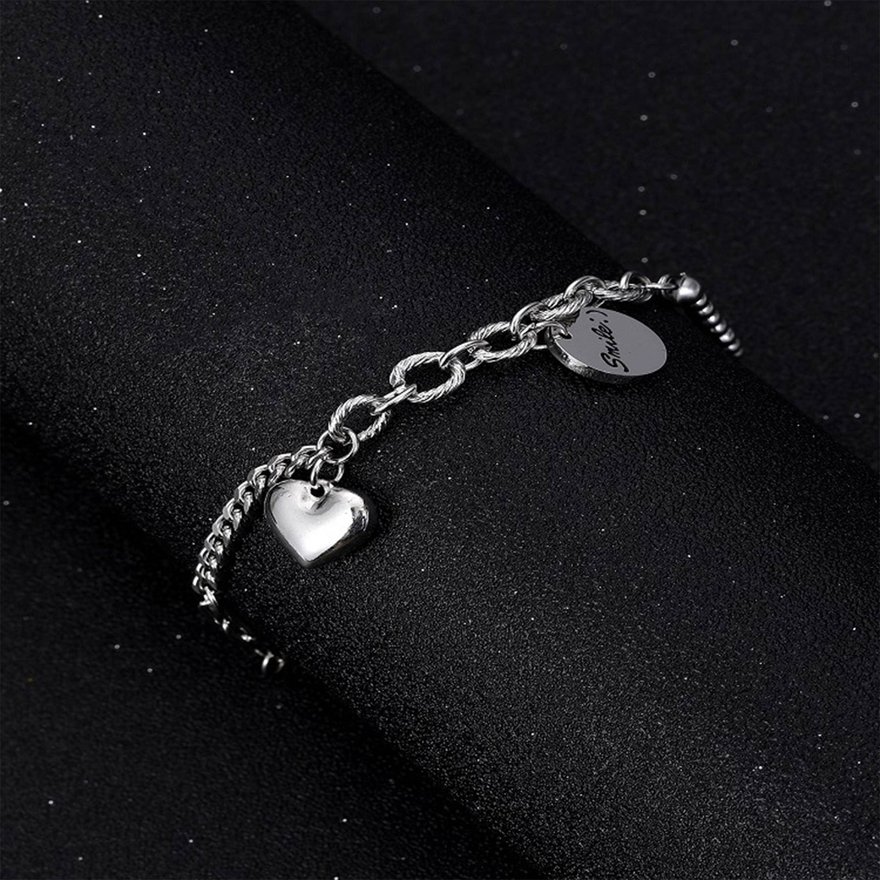 Stainless Steel Peach heart coin bracelet 3