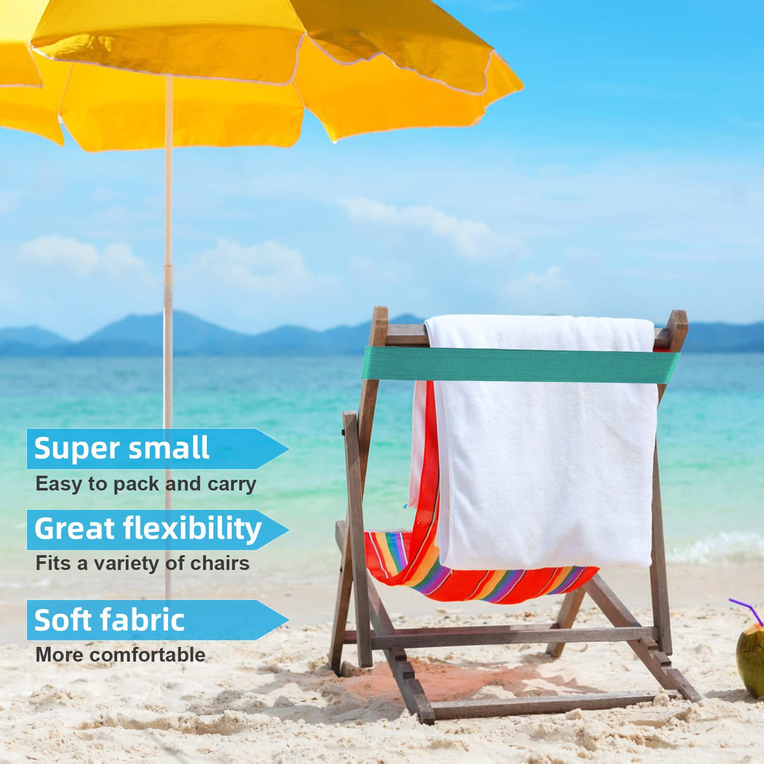 Towel Bands for Beach Chair, Rubber Towel Clips for Pool Chair 2