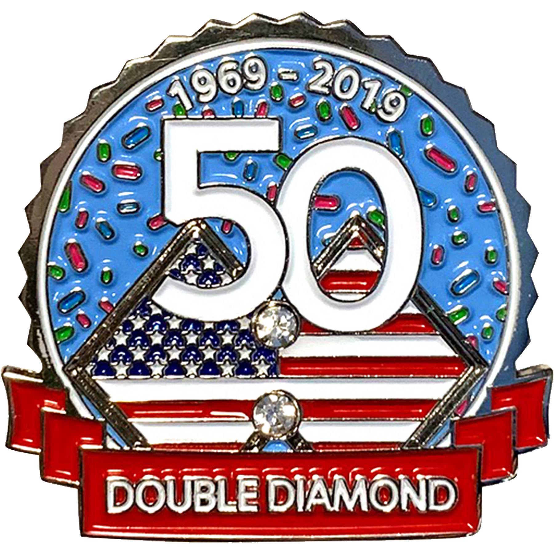 Diestruck Soft Enamel Lapel Pins: 1 1/2" W x 1 1/2" H