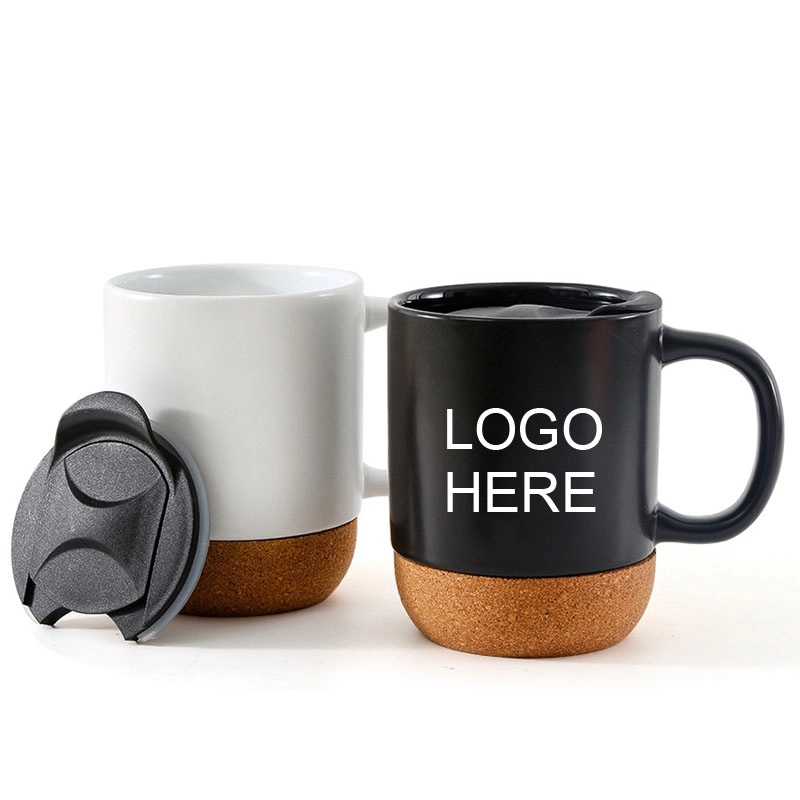 12.5 oz ceramic mug with slide lip and cork bottom 2