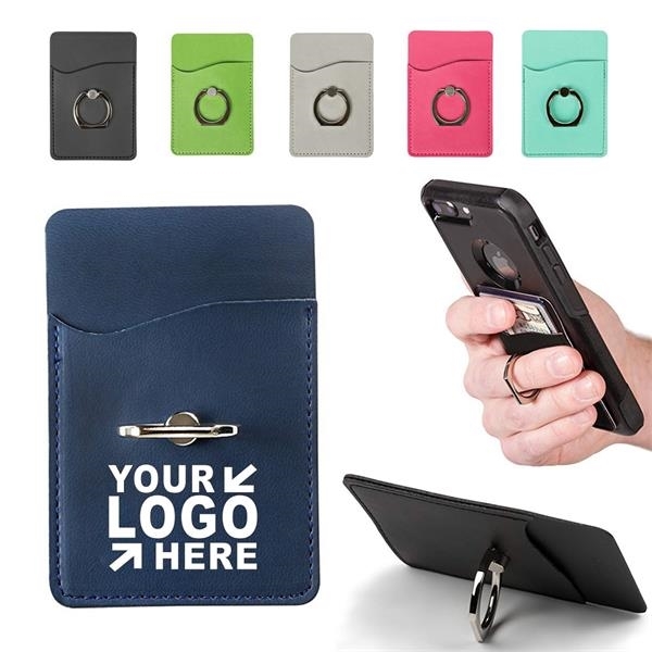 PU Leather Cell Phone Pocket With Ring Stand 2