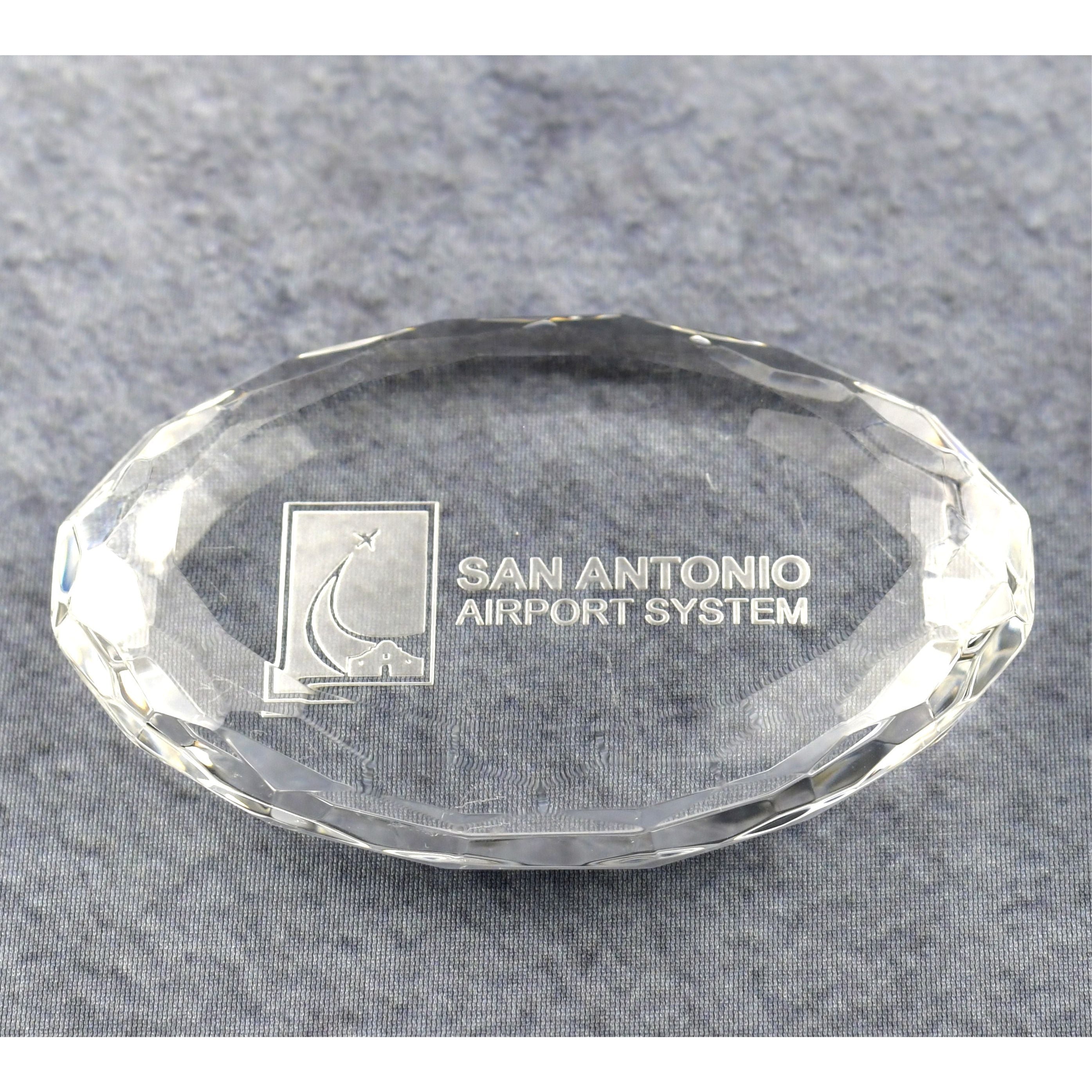 Crystal Oval Multi-Faceted Paperweight 2