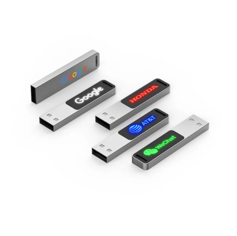Metal mini capless USB flash drive with LED logo 2