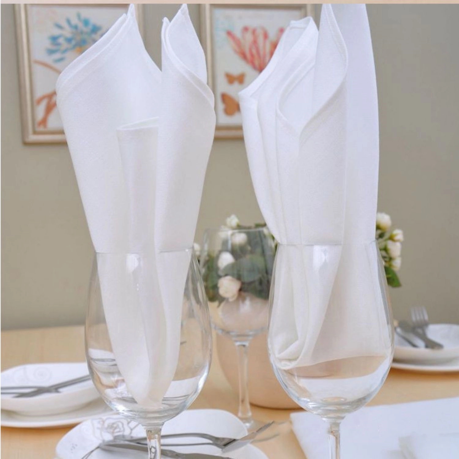Cotton Linen Hem Stitch Dinner Napkins 20 X 20 Inch 4