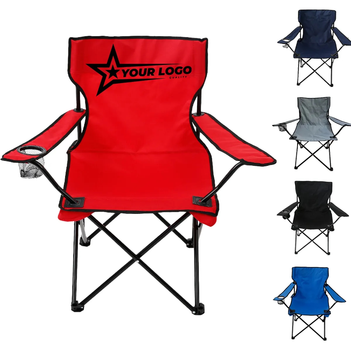 Portable Camping Folding Chair Fishing With Net Cup Holder 4