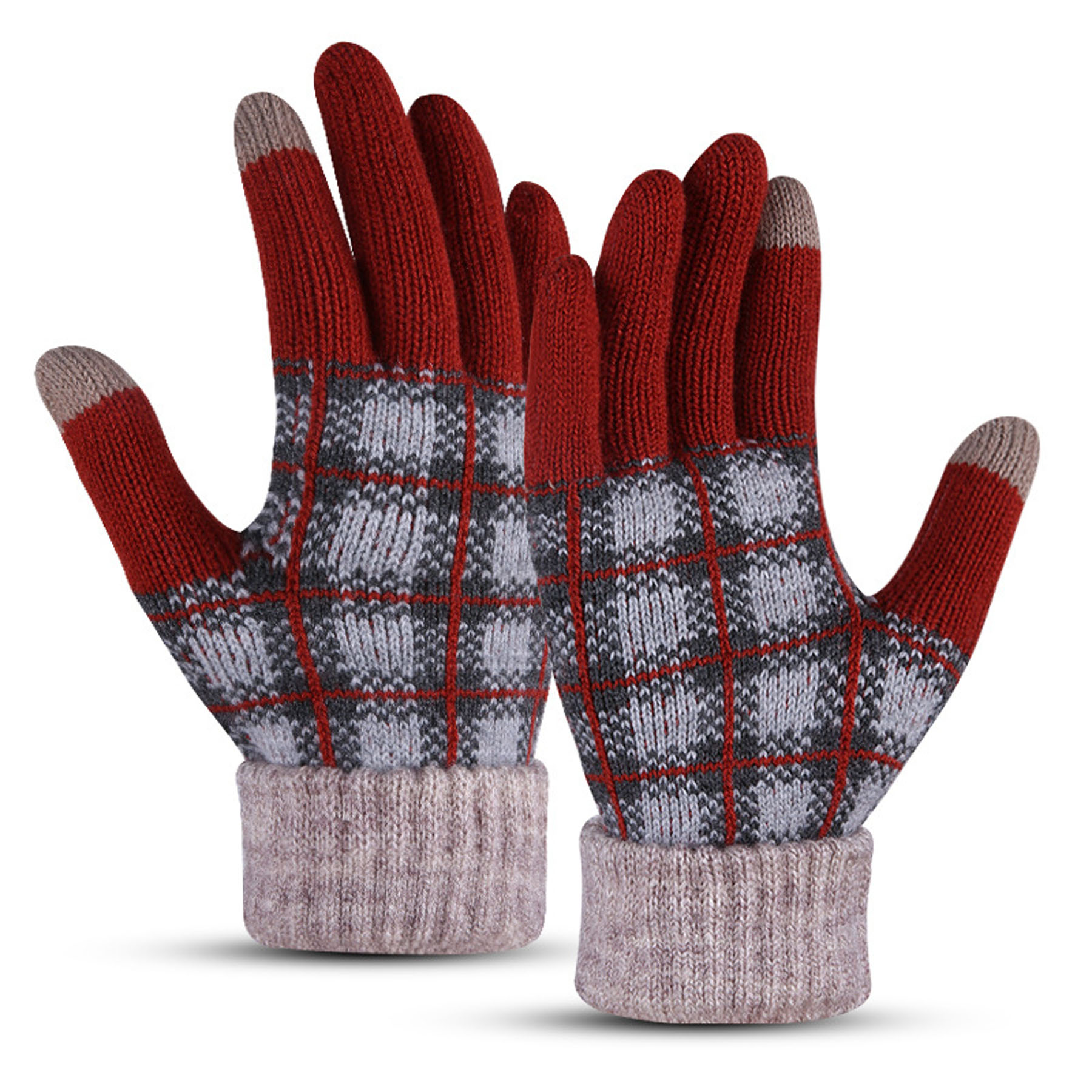 Winter Plaid Fleece-Lined Gloves 6