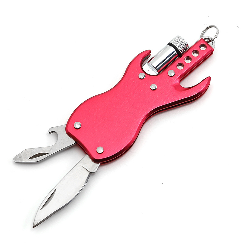 3-in-1 Mini Guitar-Shaped Multitool w/Keychain Knife 4
