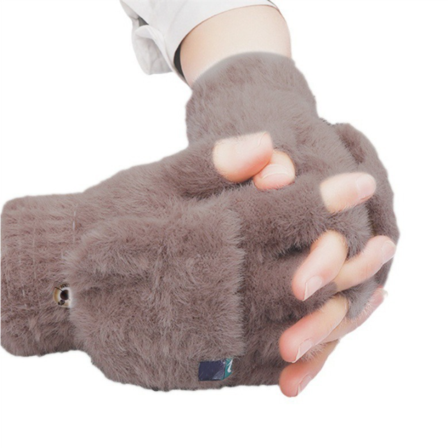 Thick anti cold plush flip outdoor gloves 7