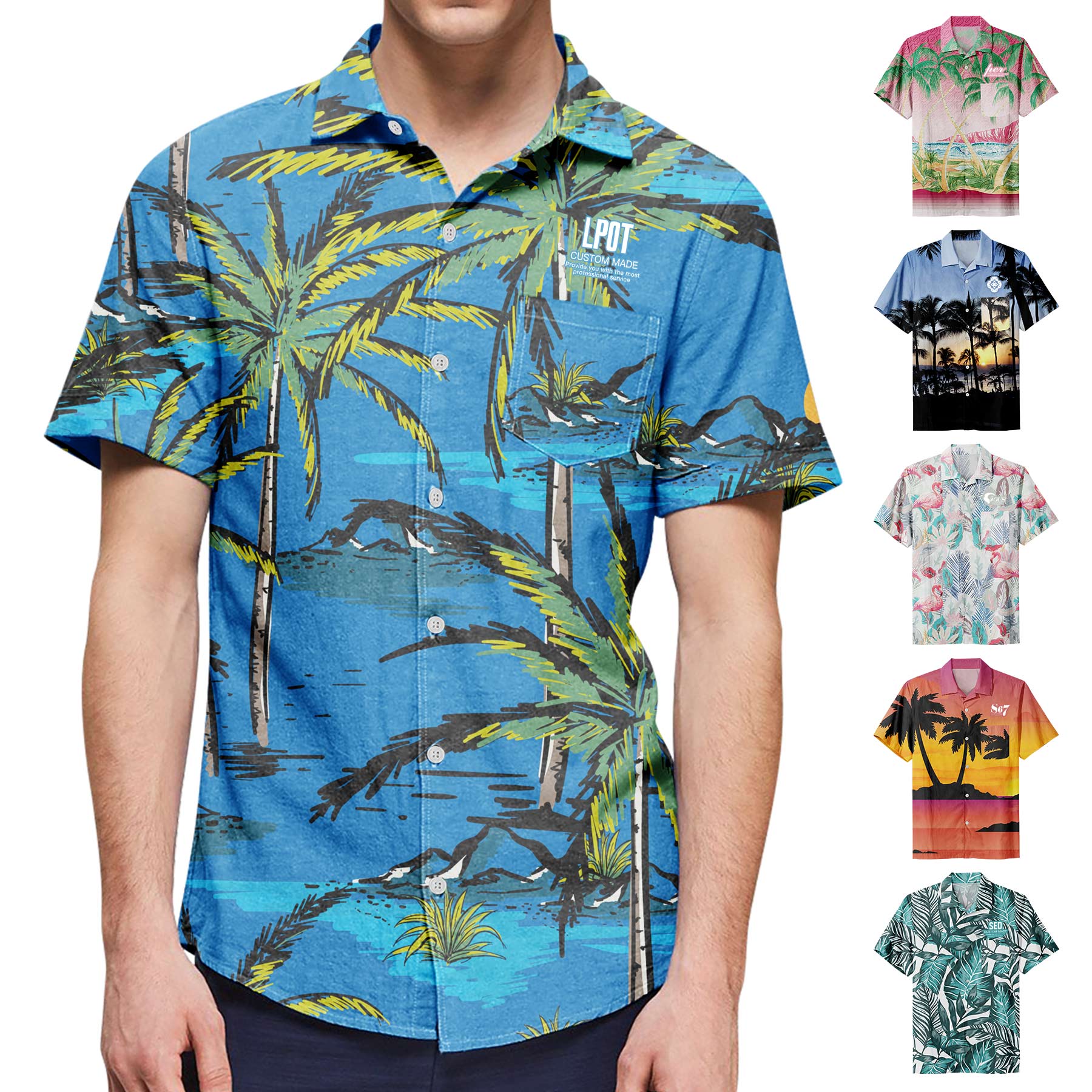 Mens Hawaiian Short Sleeve Casual Button Down Tropical Beach Shirt 2