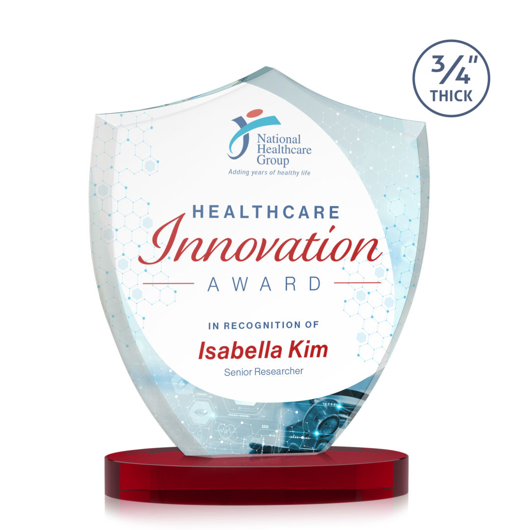 Scudo Shield VividPrint™ Award on Alberton Base - Red 4