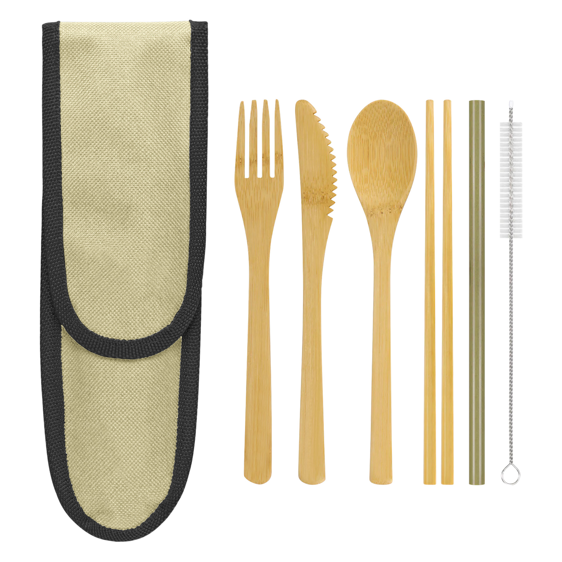 6-In-1 Bamboo Cutlery Set With Packing Pouch 1