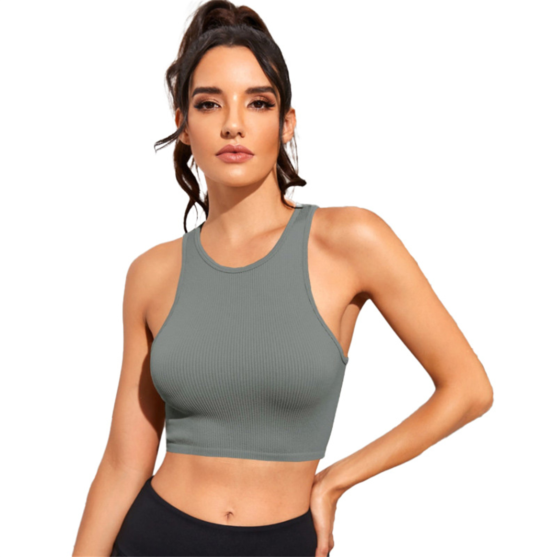 Womens Ribbed Longline Sports Bra 18