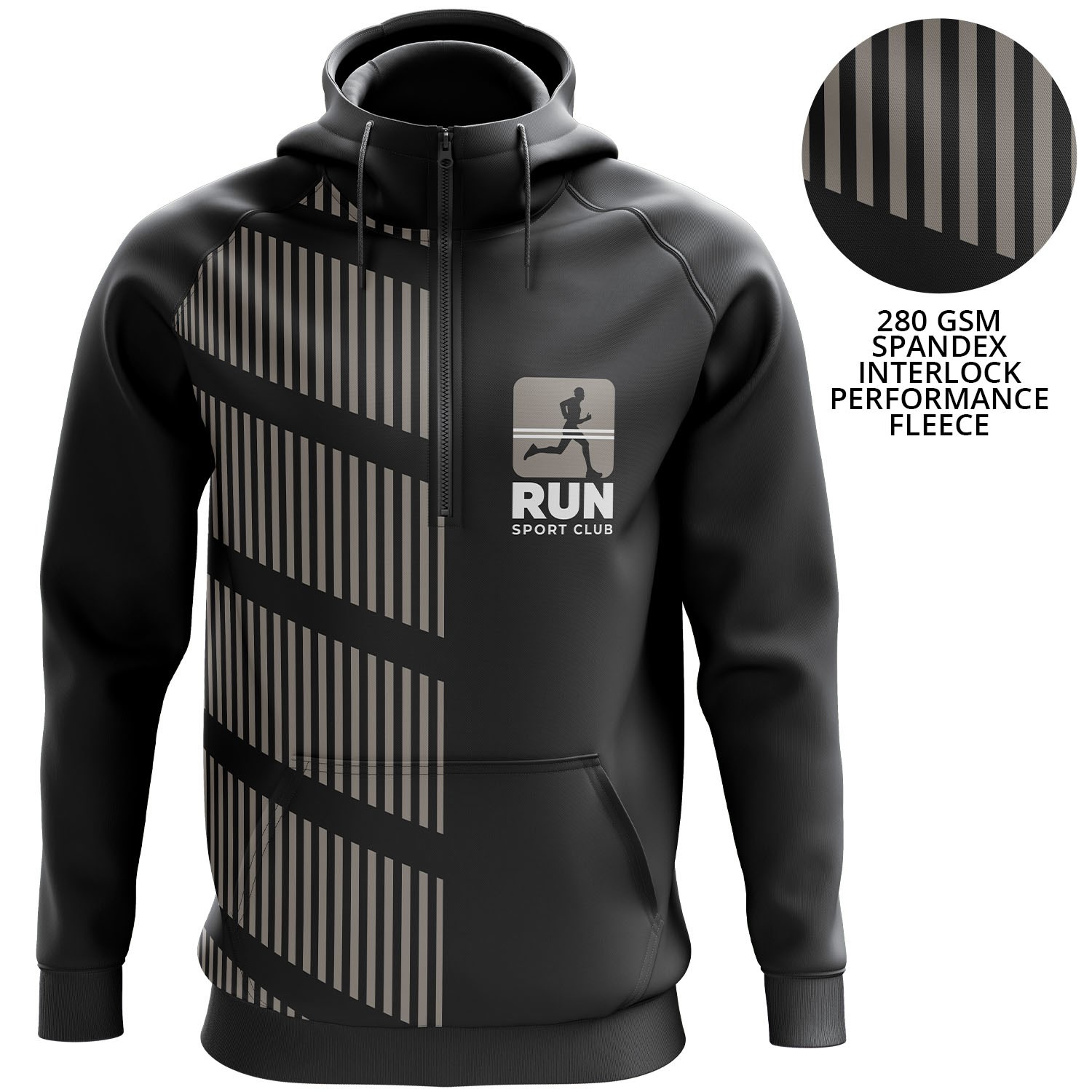 Unisex 280 GSM Spandex Interlock Fleece Half Zipper Hoodie w/ Windbreaker 4