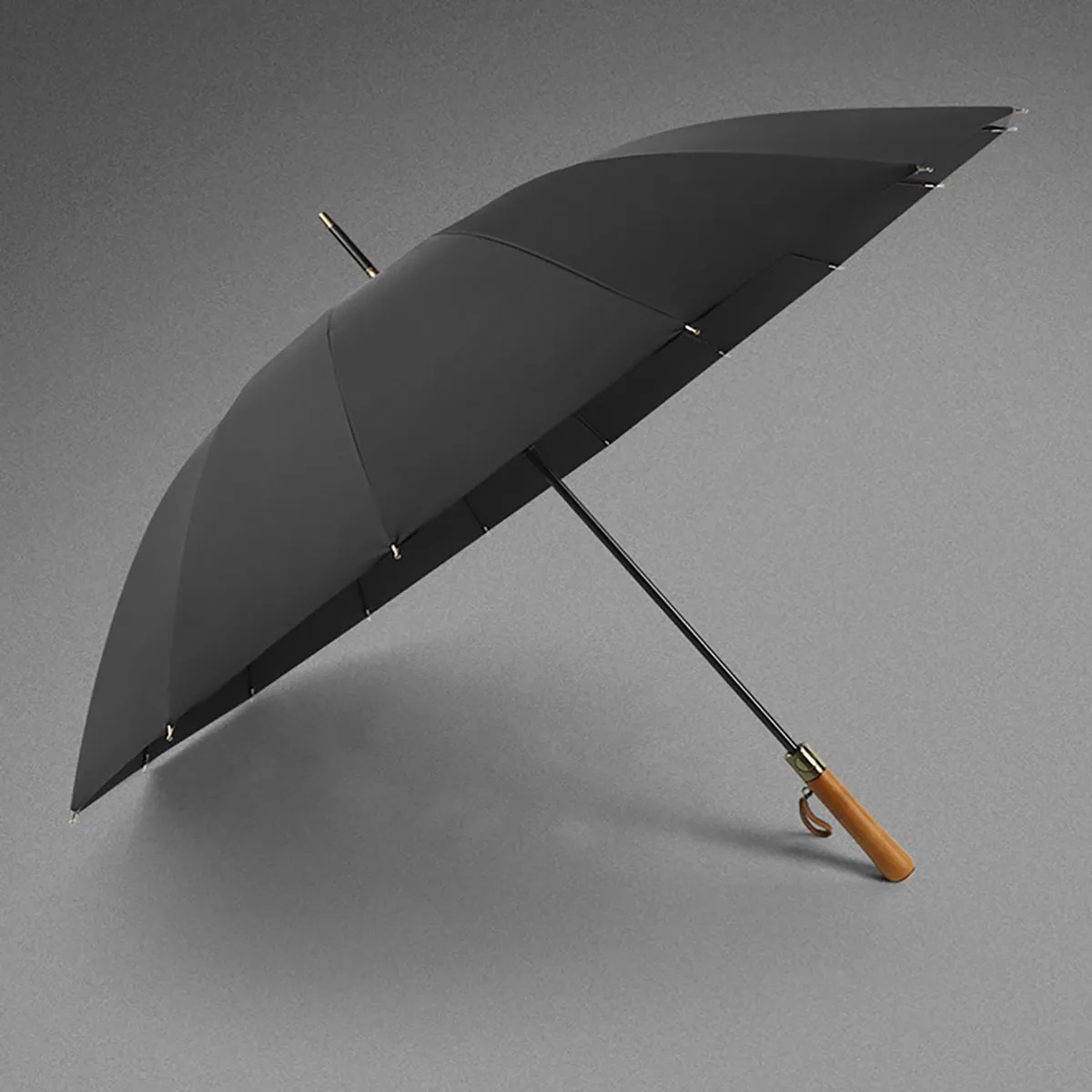 Auto Open Luxurious Vintage Wooden Handle Golf Umbrella 3