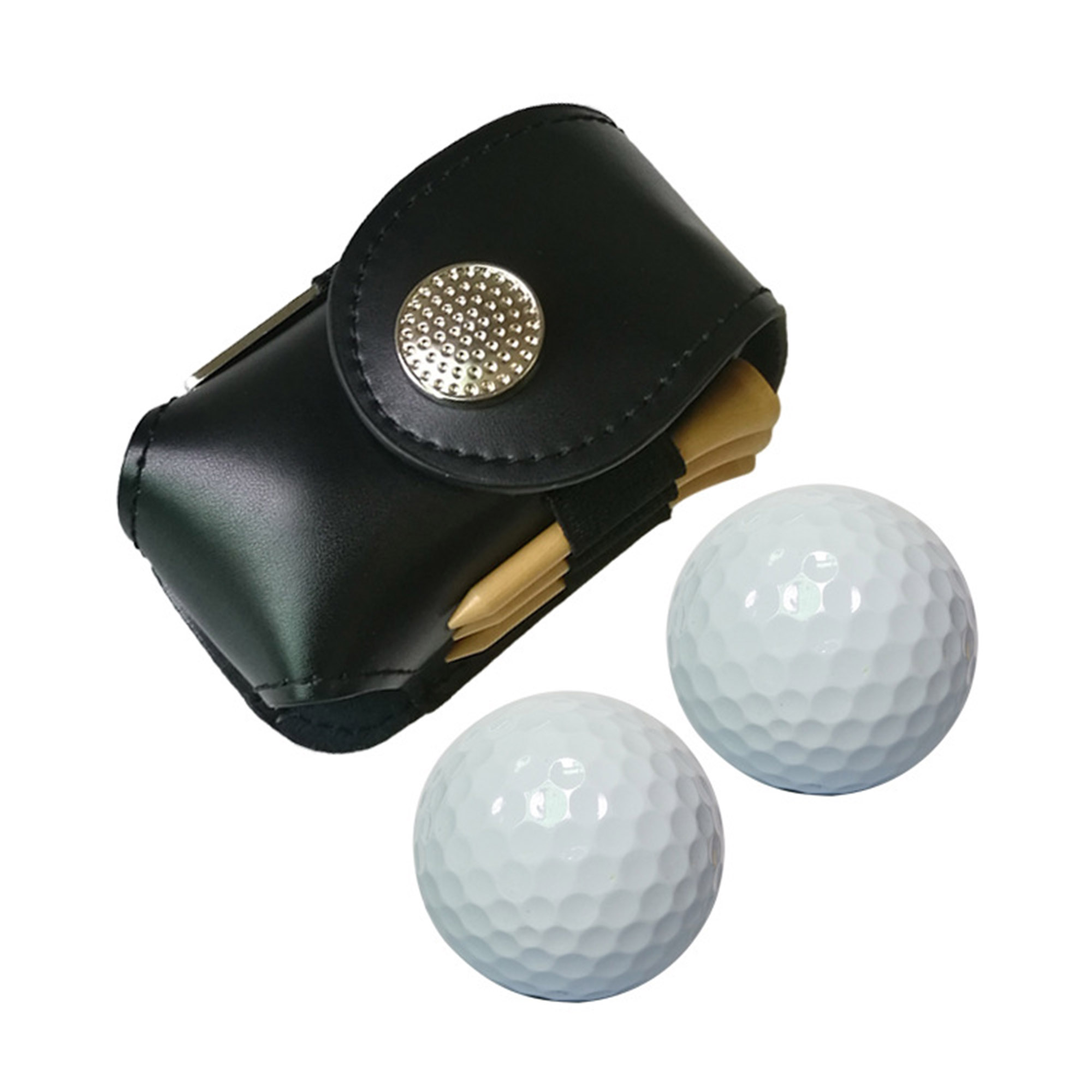 Vegan Leather Golf Ball Holder Tee Pouch Gift Sets (2 golf balls, 3 tees, and 1 divot fork included) 3