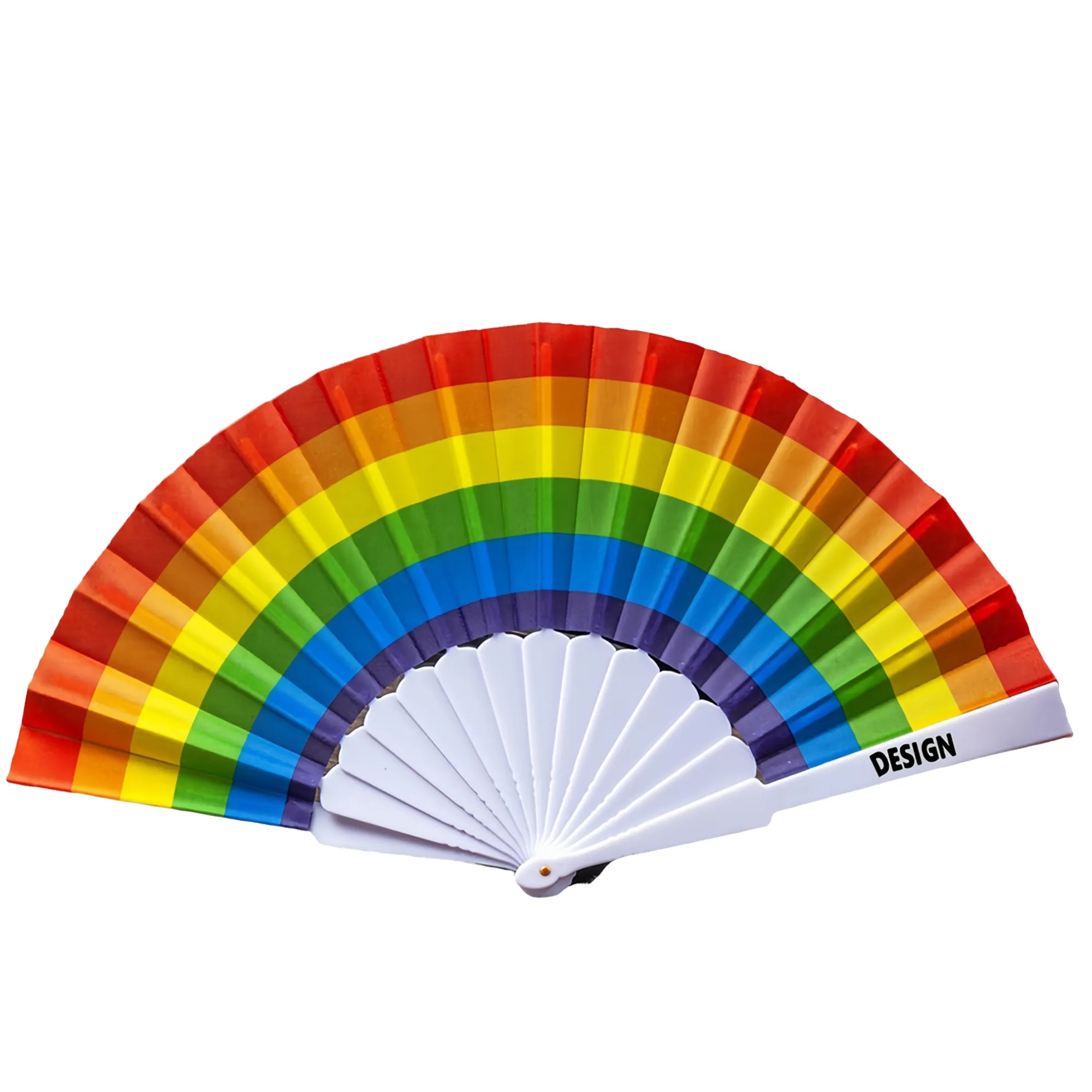 Plastic Folding Fan with Rainbow Design 2