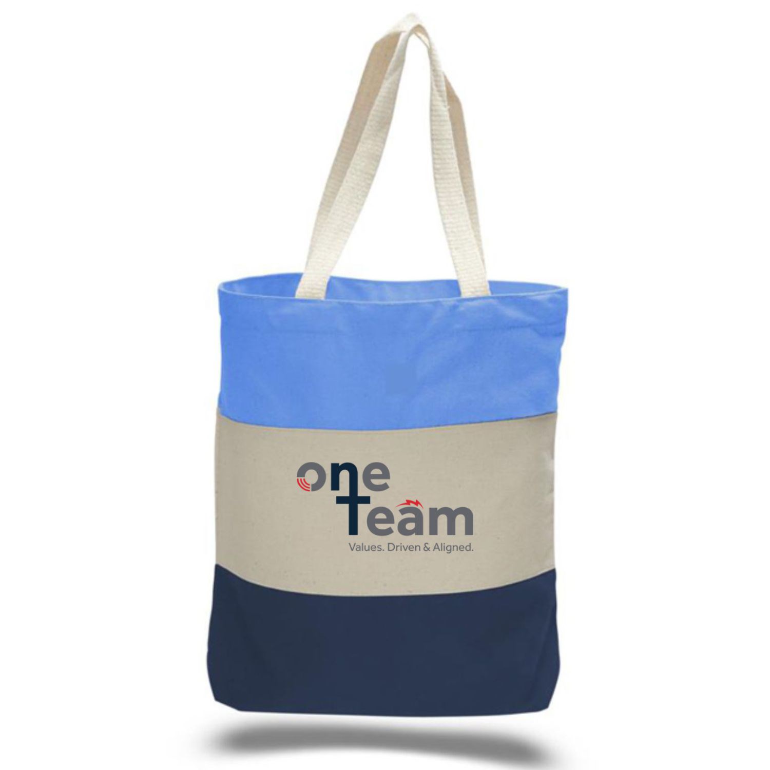 12 oz. Cotton Canvas Tri-Color Promotional Tote Bag USA Decorated (15" x 15") 3