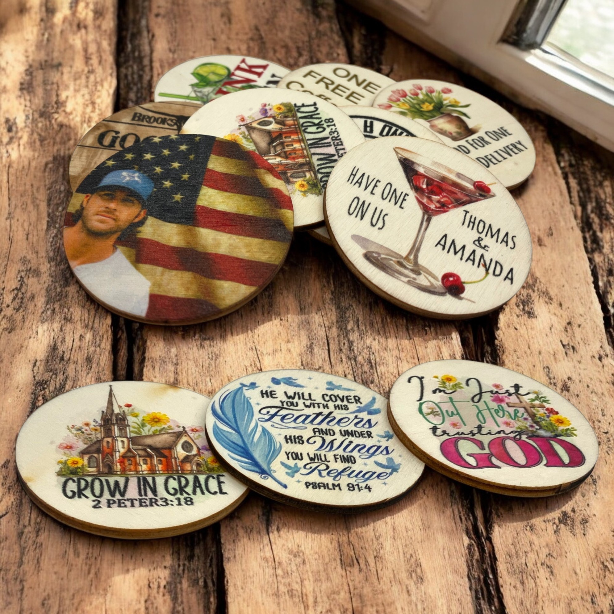 2" Round Thick Wooden Token 3