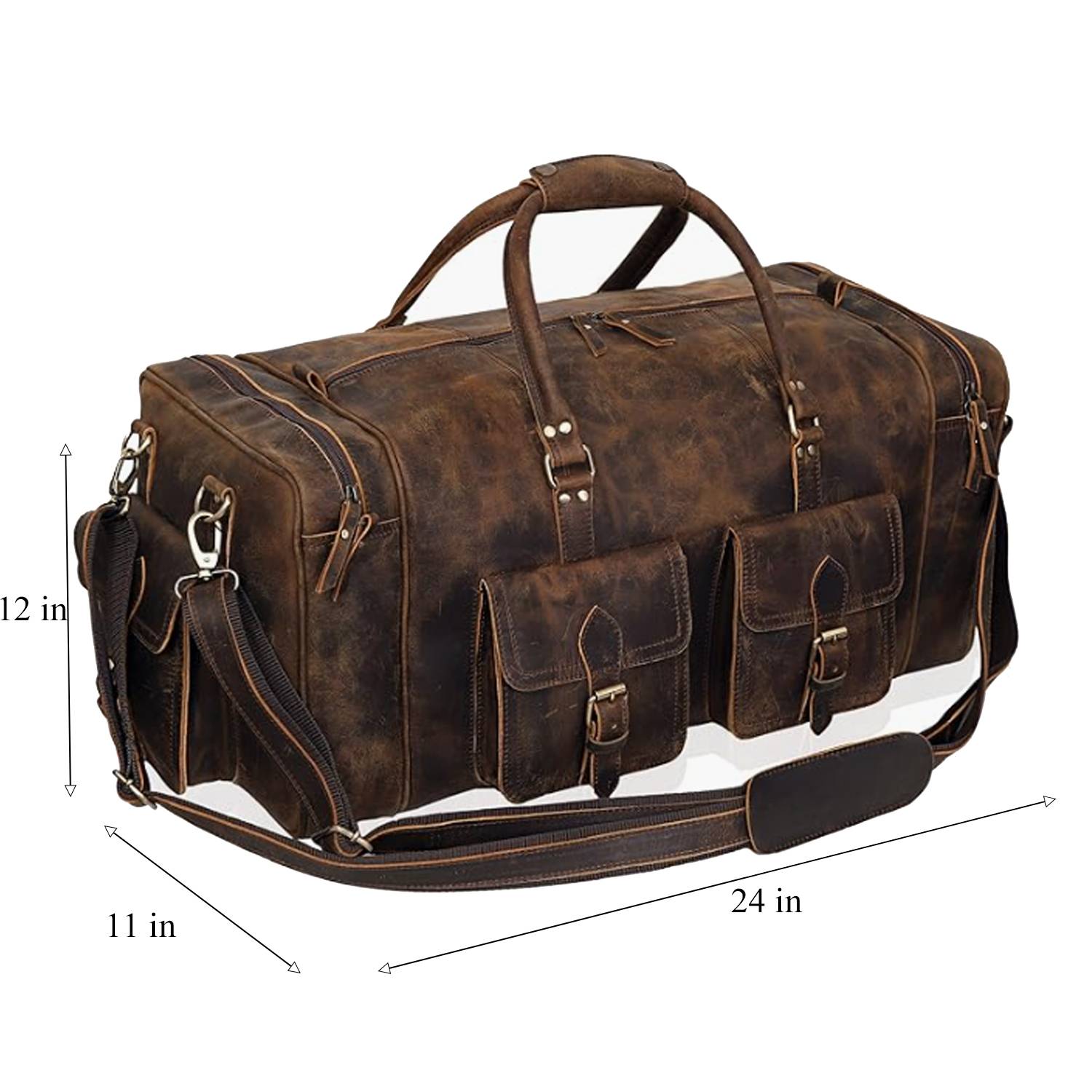 50L Large Capacity Genuine Leather Travel Duffle Bag 4