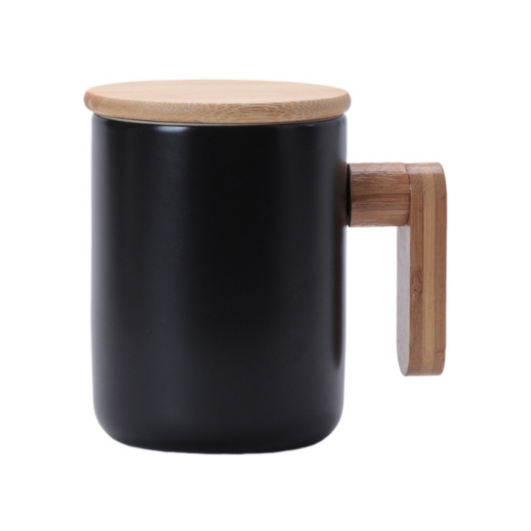 Ceramic Coffee Mug With Bamboo Handle And Lid 4